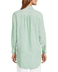 Lands' End Women's Linen Roll Sleeve Relaxed Tunic Top
