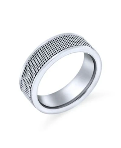 Bling Jewelry 8MM Stainless Steel Urban Biker Rope Chain Mesh Band Ring