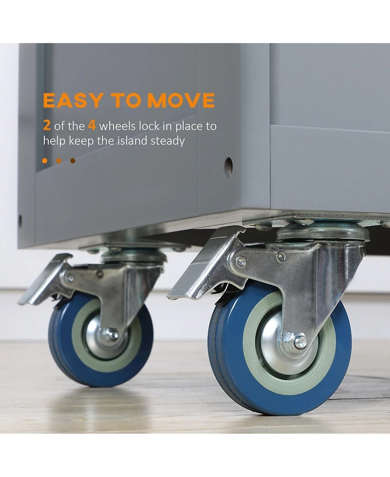 Halifax North America Dark Gray Kitchen Helper: Utility Cart with Drop-Leaf & Rubber Wood Top