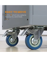 Halifax North America Dark Gray Kitchen Helper: Utility Cart with Drop-Leaf & Rubber Wood Top