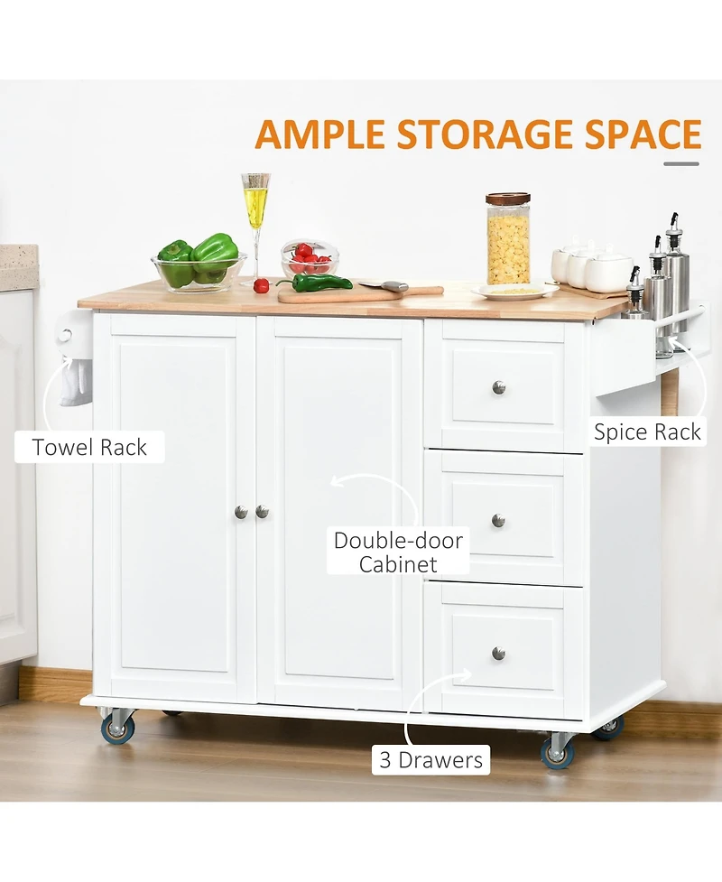 Halifax North America White Kitchen Assistant: Island Cart with Drop Leaf and Storage