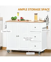 Halifax North America White Kitchen Assistant: Island Cart with Drop Leaf and Storage