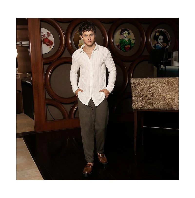 Campus Sutra Men's Cloud-Lined Textured Shirt