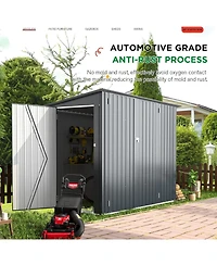 Aecojoy 7.5'x4' Outdoor Horizontal Bike Storage Shed with Triple Lockable Door