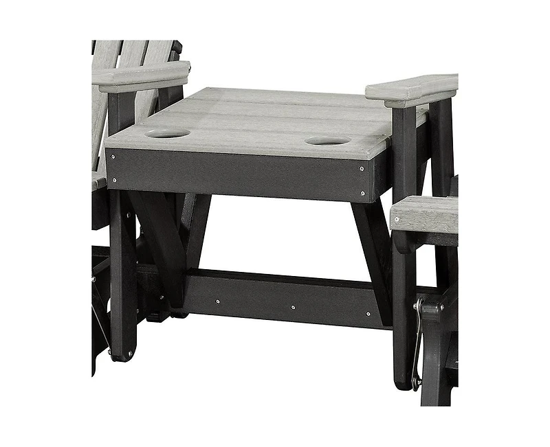 American Furniture Classics Double Glider with Center Table in Light Gray and Black