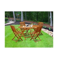 East West Furniture Wooden Patio Set Natural Oil