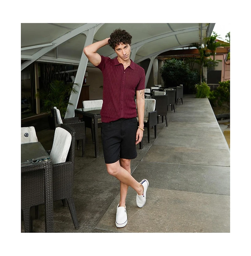 Campus Sutra Men's Argyle-Knit Slim-Fit Shirt