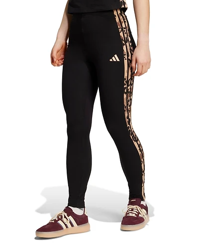 adidas Women's Leopard-Print Cotton-Blend High-Rise Leggings