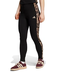 adidas Women's Leopard-Print Cotton-Blend High-Rise Leggings