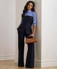 Lauren Ralph Women's Classic Fit Striped Tie-Neck Shirt