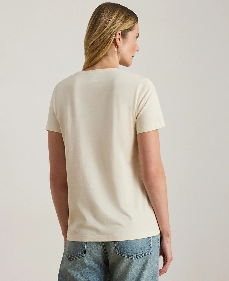 Lauren Ralph Women's Beaded-Crest Jersey T-Shirt