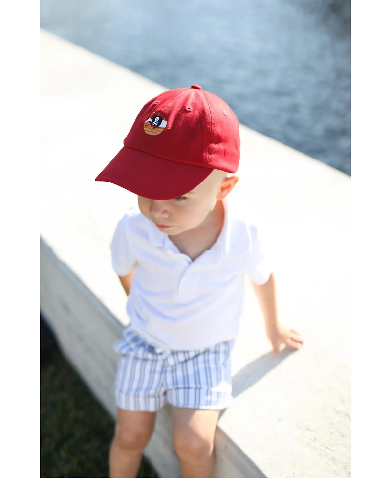 Bits & Bows Toddler Pirate Ship Twill Baseball Hat Red