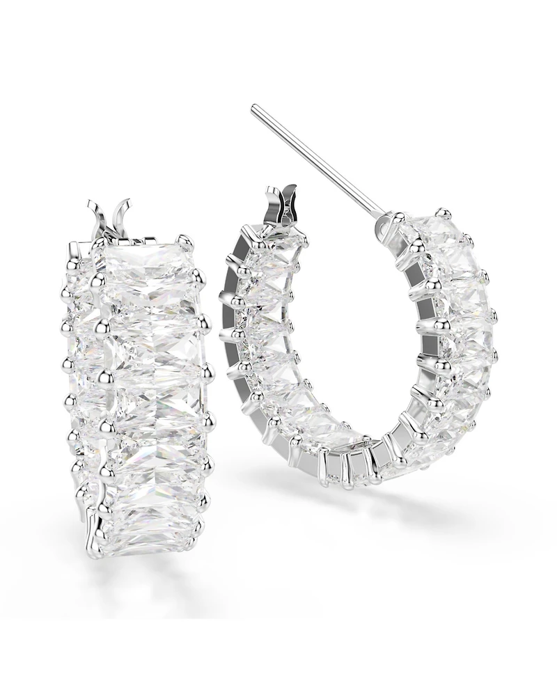 Swarovski Matrix Rhodium Plated Hoop Earrings