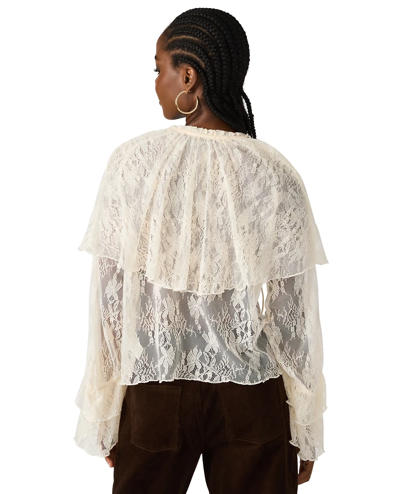 Steve Madden Women's Saylor Ruffle V-Neck Top