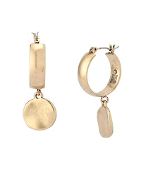 Robert Lee Morris Soho Gold Heirloom Charms Disc Huggie Earrings
