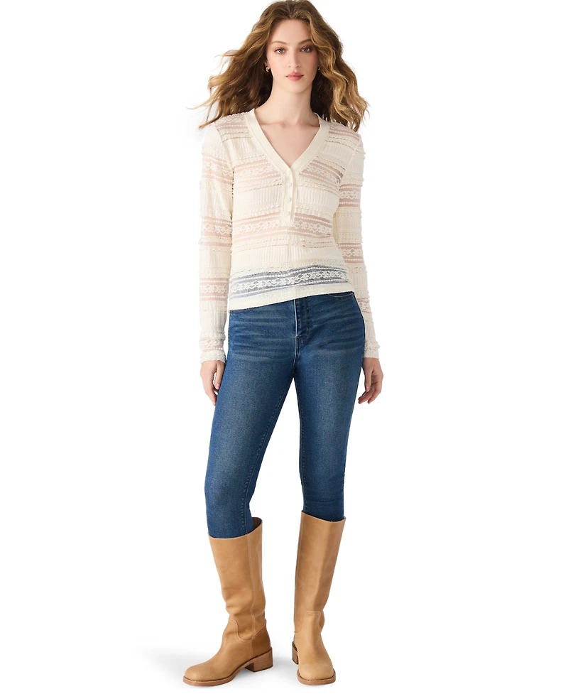 Steve Madden Women's Caterina V-Neck Henley Top