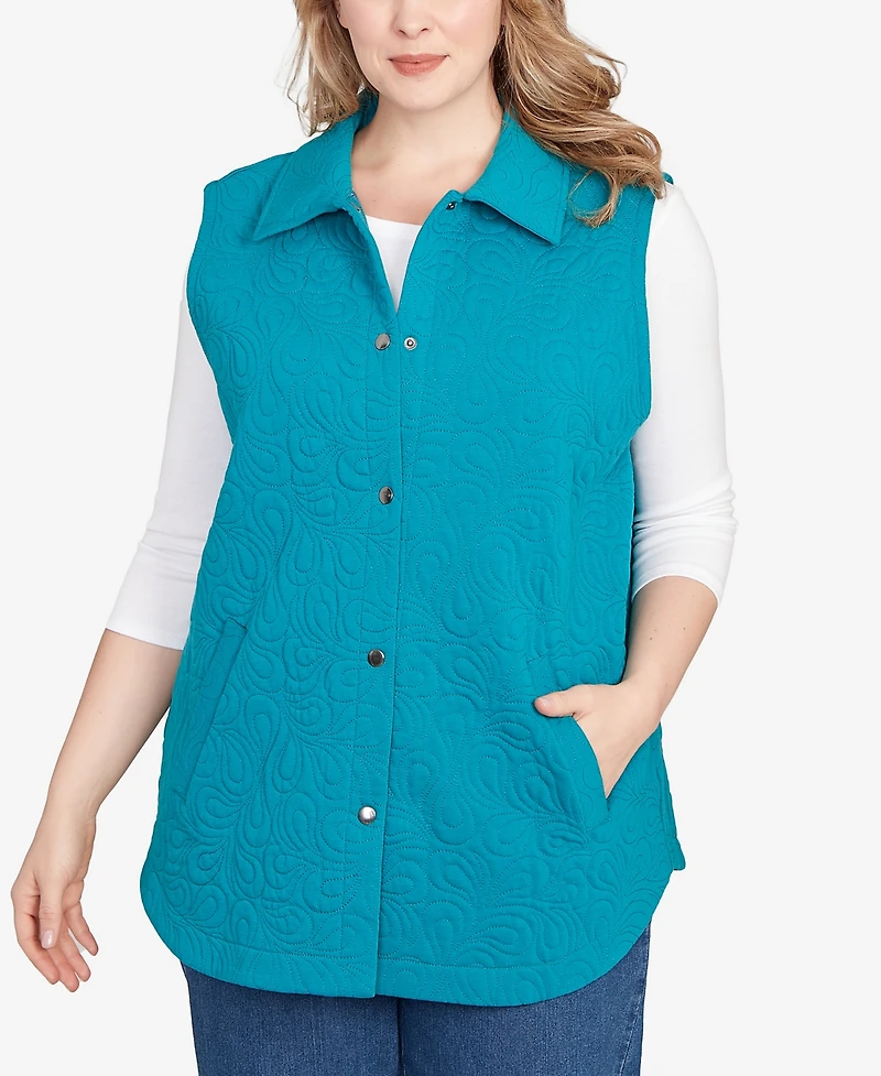 Ruby Rd. Plus Size Quilted Terry Inner Beauty Vest Jacket