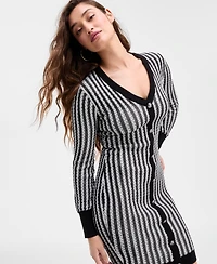 Guess Women's Josie Ribbed V-Neck Cardigan Dress