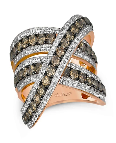 Le Vian Chocolate Diamond (1.53 ct. t.w.) and Vanilla Diamond (.75 ct. t.w.) Ring in 14K Strawberry Gold