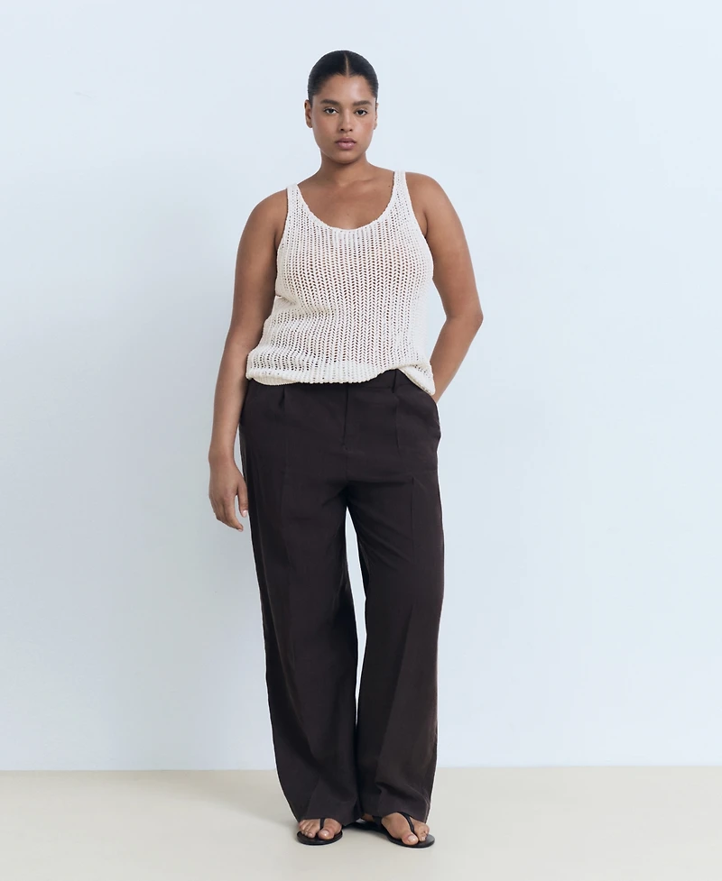 Mango Women's Straps Crochet Top