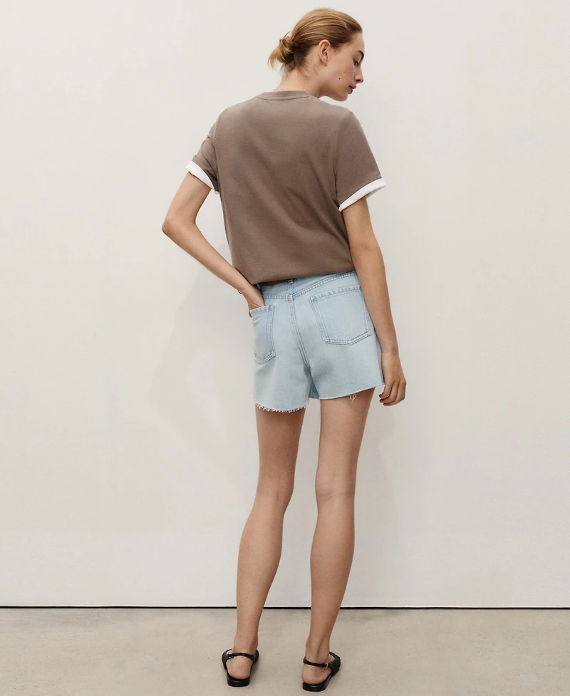 Mango Women's Frayed Hem Denim Shorts