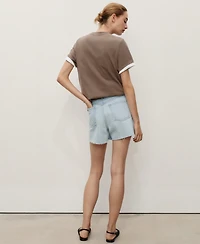 Mango Women's Frayed Hem Denim Shorts