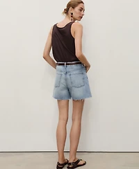 Mango Women's Frayed Hem Denim Shorts