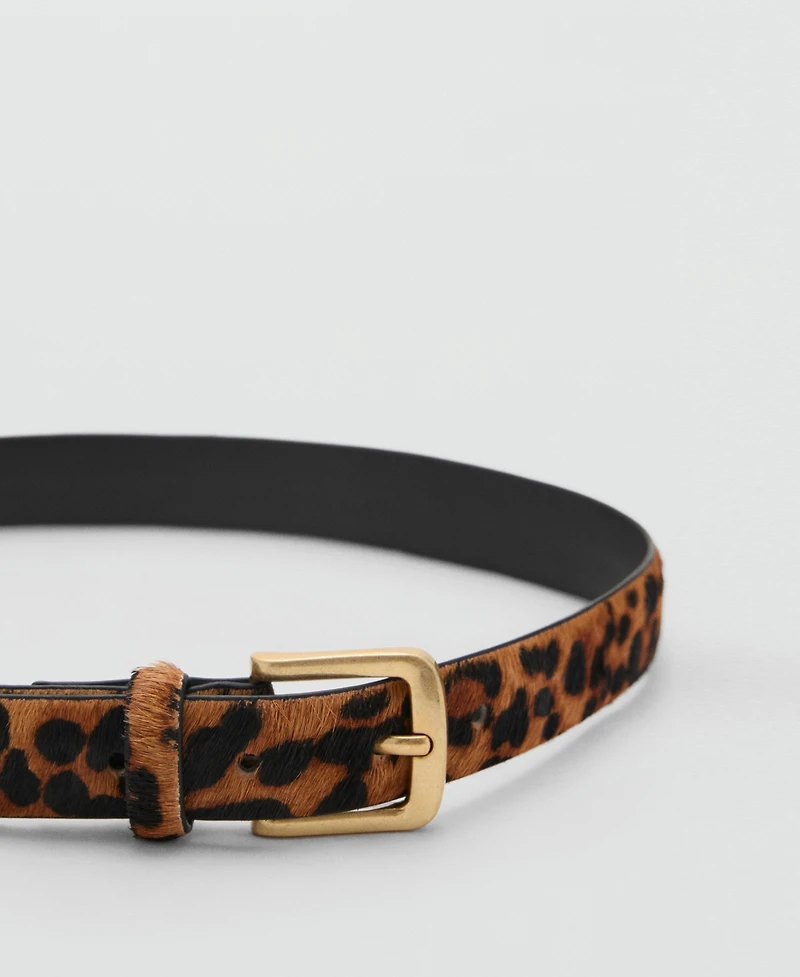 Mango Women's Animal Print Leather Belt