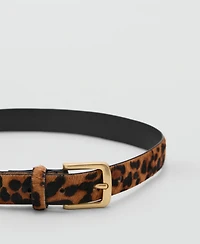 Mango Women's Animal Print Leather Belt