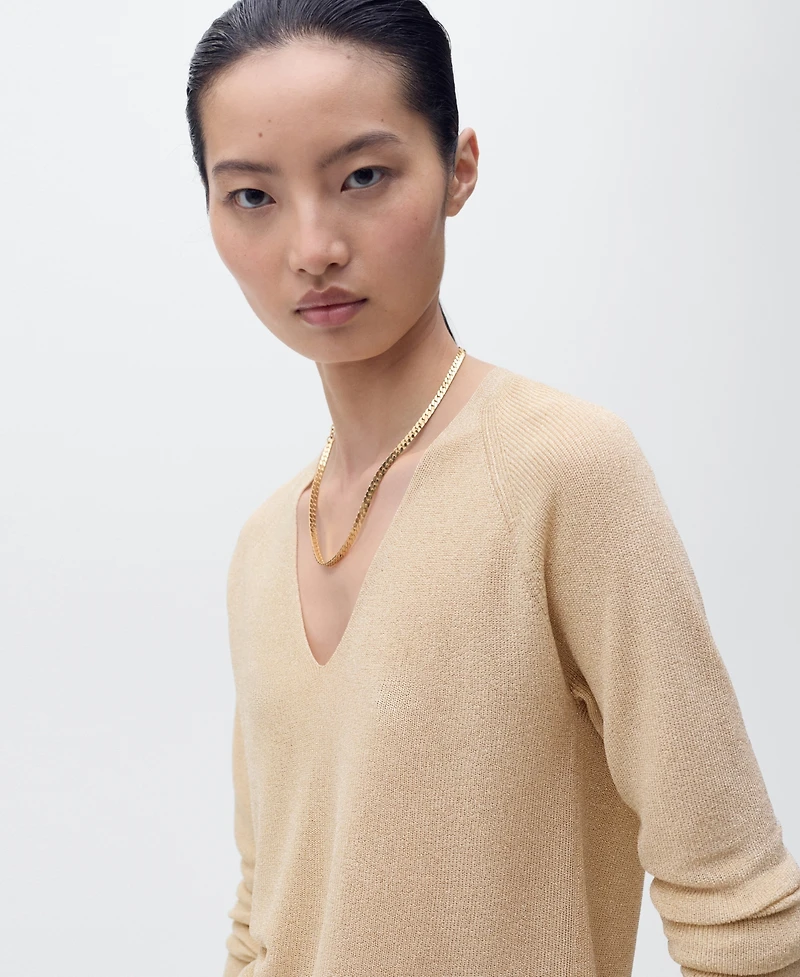 Mango Women's V-Neck Lurex Sweater