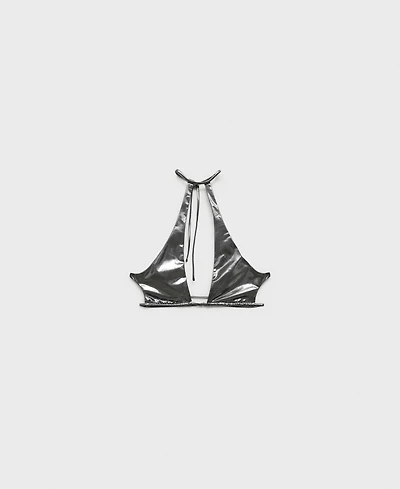 Mango Women's Metallic Cut-Out Bikini Top