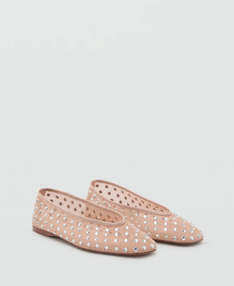 Mango Women's Mesh Strass Ballerina Flats