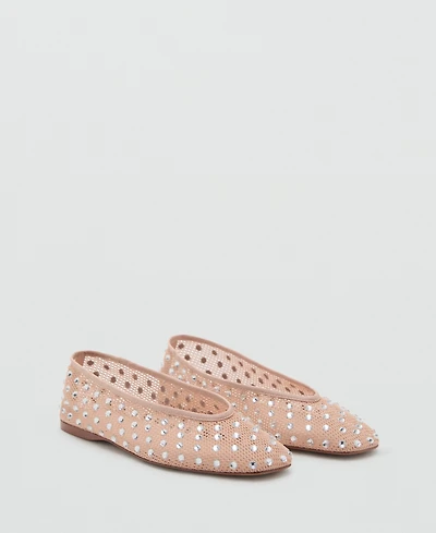 Mango Women's Mesh Strass Ballerina Flats