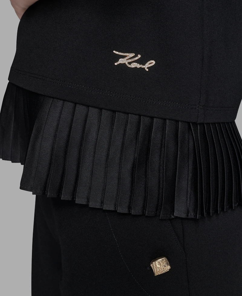 Karl Lagerfeld Paris Women's Pleated Trim Hem Blouse