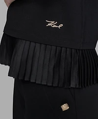 Karl Lagerfeld Paris Women's Pleated Trim Hem Blouse