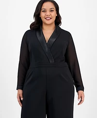 London Times Plus Tuxedo Jumpsuit