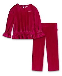 Levi's Toddler Girls 2-Piece Long Sleeve Top and Wide Pants Velour Set