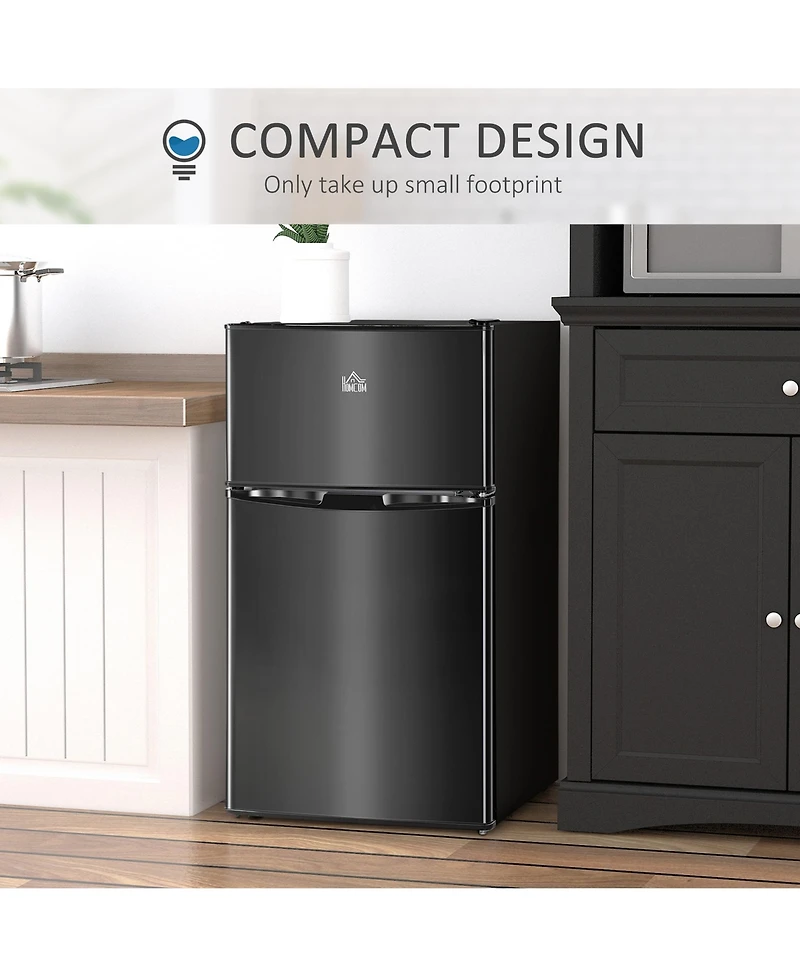 Homcom 3.2 Cu.Ft Mini Fridge with Freezer and Adjustable Shelf