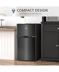 Homcom 3.2 Cu.Ft Mini Fridge with Freezer and Adjustable Shelf