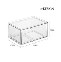 mDesign Plastic Wide Stackable Kitchen Storage Organizer, Drawer, 4 Pack, Clear