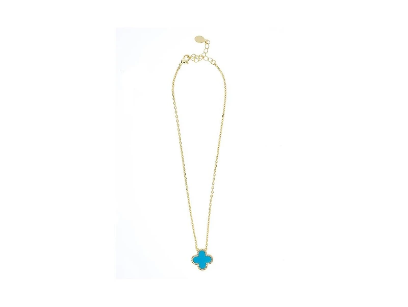 Turquoise Flower Solitaire Pendant with Cz Surround