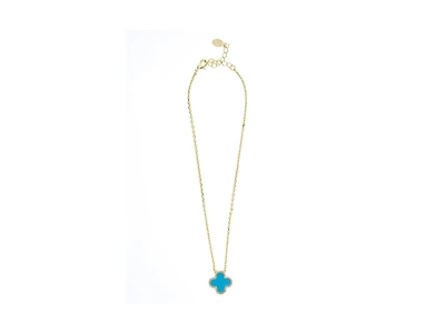 Turquoise Flower Solitaire Pendant with Cz Surround