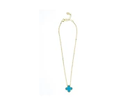 Turquoise Flower Solitaire Pendant with Cz Surround