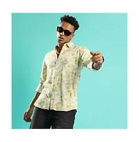 Campus Sutra Men's Artistic Foliage Print Button Up Shirt