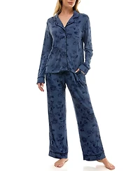 Roudelain Women's 2-Piece Long Sleeve Top and Printed Pajama Set