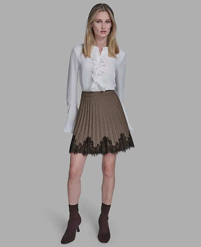 Bcbg Women's Lace Hem Pleated Skirt