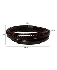 Lucky Brand Mens Multilayer Braided Leather and Bead Bracelet in Brown & Black