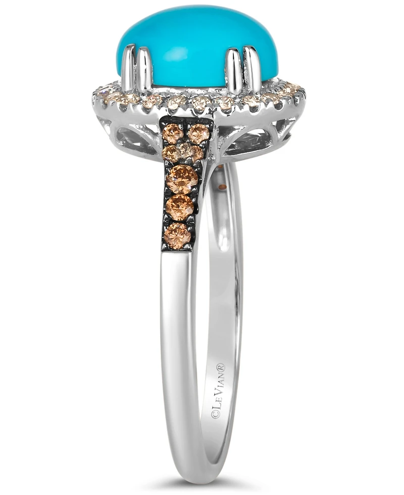Le Vian Robins Egg Blue Turquoise (2 ct. t.w.) and Diamond (1/3 Halo Ring 14k Rose Gold