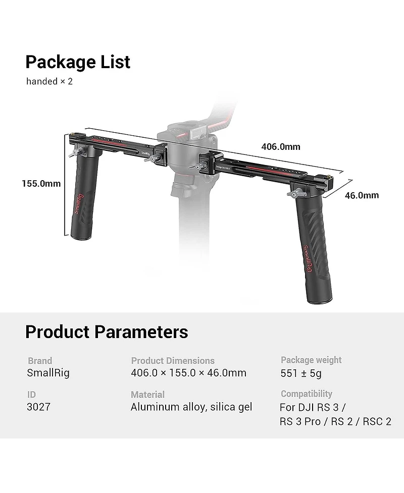 SmallRig Dual Handgrip for Dji Rs 2 / Rsc 2 / Rs 3 / Rs 3 Pro / Rs 4 / Rs 4 Pro Gimbals