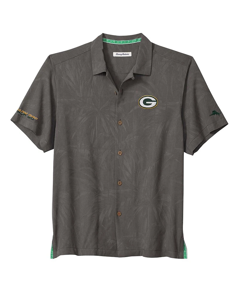 Tommy Bahama Men's Gray Green Bay Packers Endzone Paradise Coolmax Button-Up Shirt